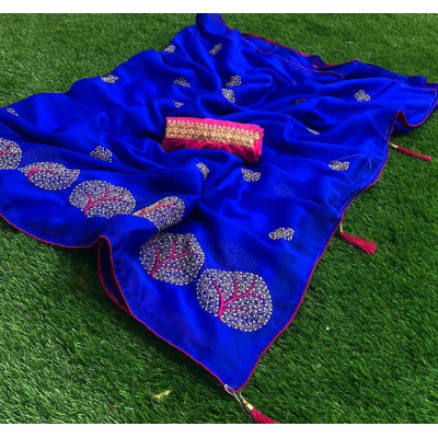 Pure Heavy Moss Chiffon Saree